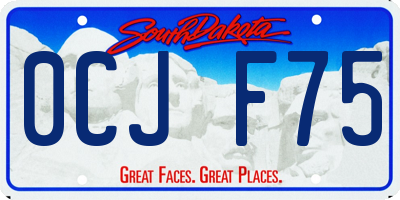 SD license plate 0CJF75