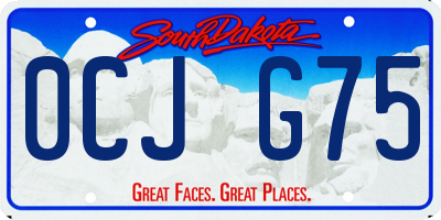 SD license plate 0CJG75