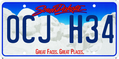 SD license plate 0CJH34