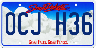 SD license plate 0CJH36