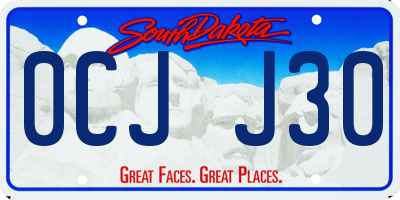 SD license plate 0CJJ30