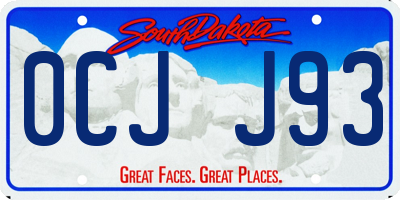 SD license plate 0CJJ93