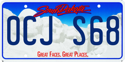SD license plate 0CJS68