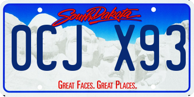 SD license plate 0CJX93