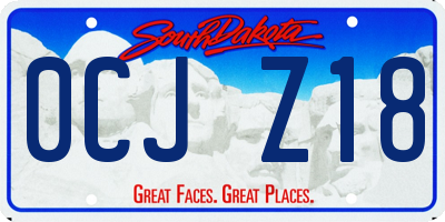 SD license plate 0CJZ18