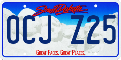 SD license plate 0CJZ25