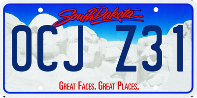 SD license plate 0CJZ31