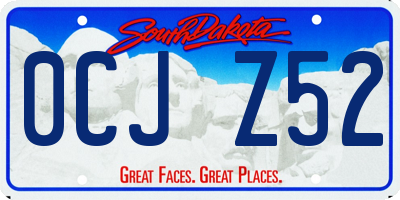 SD license plate 0CJZ52