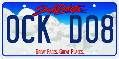SD license plate 0CKD08