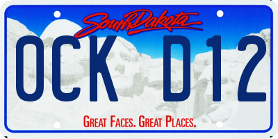 SD license plate 0CKD12
