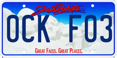 SD license plate 0CKF03