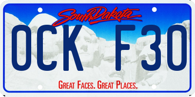 SD license plate 0CKF30