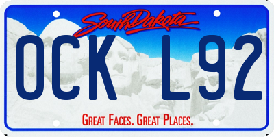SD license plate 0CKL92