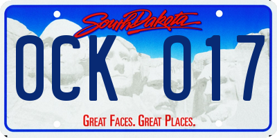 SD license plate 0CKO17