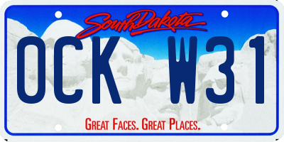 SD license plate 0CKW31