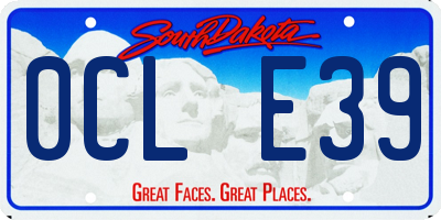 SD license plate 0CLE39
