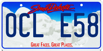 SD license plate 0CLE58