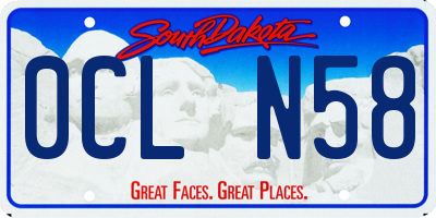 SD license plate 0CLN58