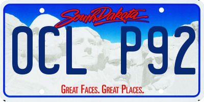 SD license plate 0CLP92