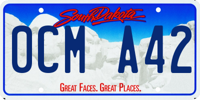 SD license plate 0CMA42