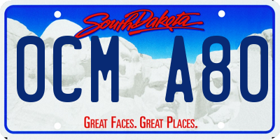 SD license plate 0CMA80