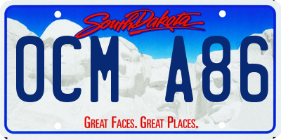 SD license plate 0CMA86
