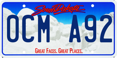 SD license plate 0CMA92