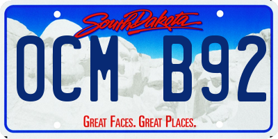 SD license plate 0CMB92
