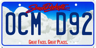 SD license plate 0CMD92