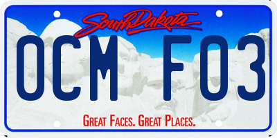 SD license plate 0CMF03