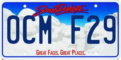 SD license plate 0CMF29