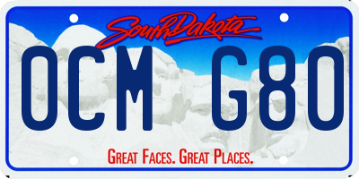 SD license plate 0CMG80