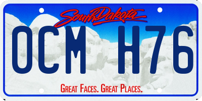 SD license plate 0CMH76