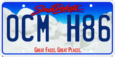 SD license plate 0CMH86