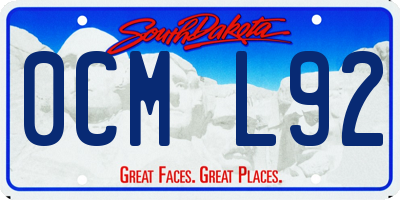 SD license plate 0CML92