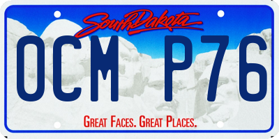 SD license plate 0CMP76