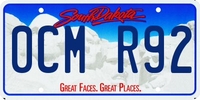 SD license plate 0CMR92