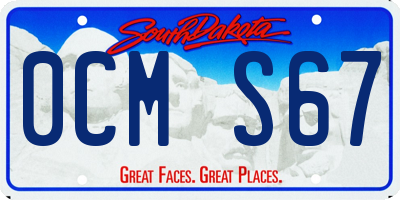 SD license plate 0CMS67