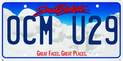 SD license plate 0CMU29