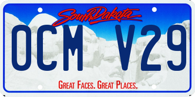 SD license plate 0CMV29