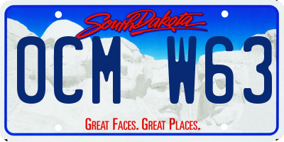 SD license plate 0CMW63
