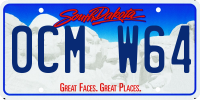 SD license plate 0CMW64