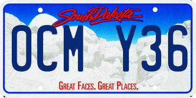 SD license plate 0CMY36