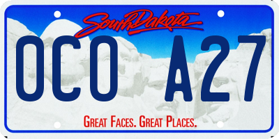 SD license plate 0COA27