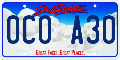 SD license plate 0COA30