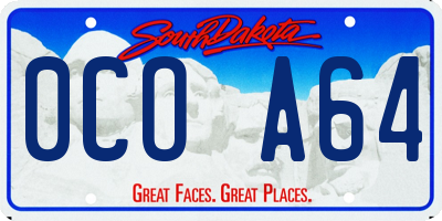 SD license plate 0COA64