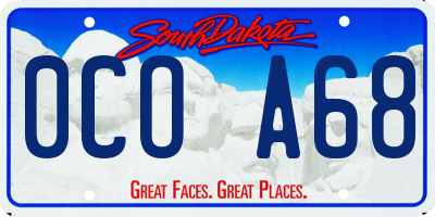 SD license plate 0COA68