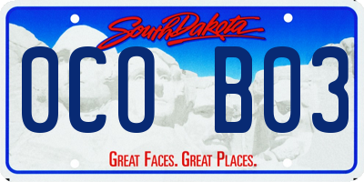 SD license plate 0COB03
