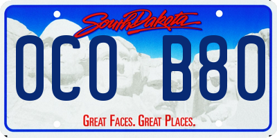 SD license plate 0COB80