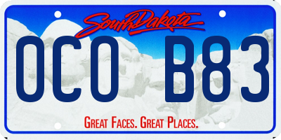 SD license plate 0COB83